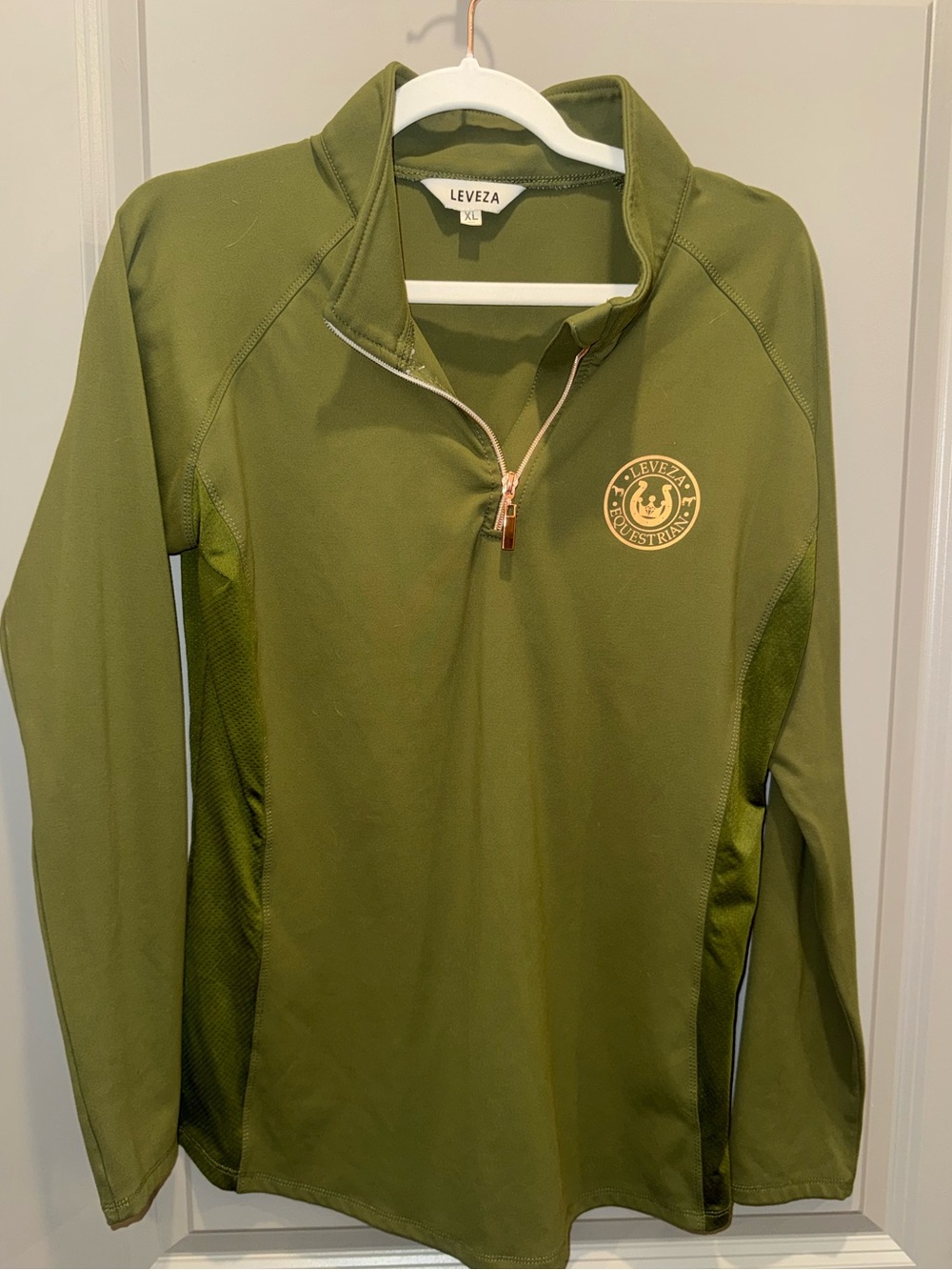 Leveza Equestrian Olive Green Quarter-Zip Pullover team base layer rust